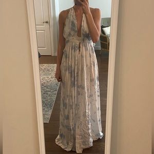 Tie-dye blue and white maxi beach coverup